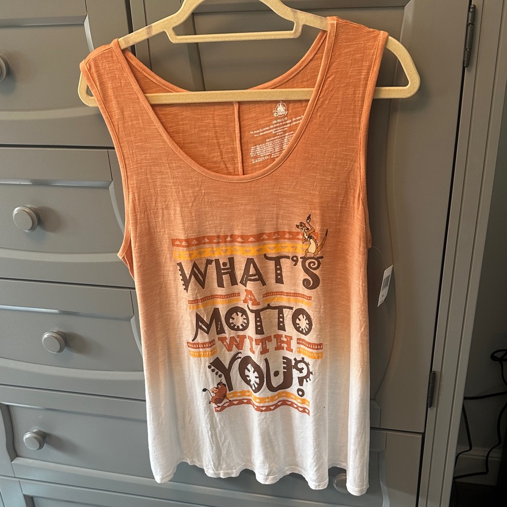 Disney Orange and White Graphic Tank Top - Lion King - NWT